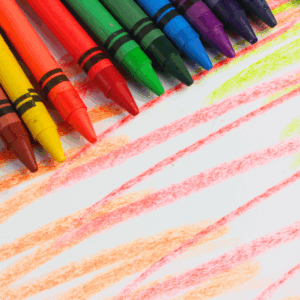 Vetkrijtjes in primaire kleuren